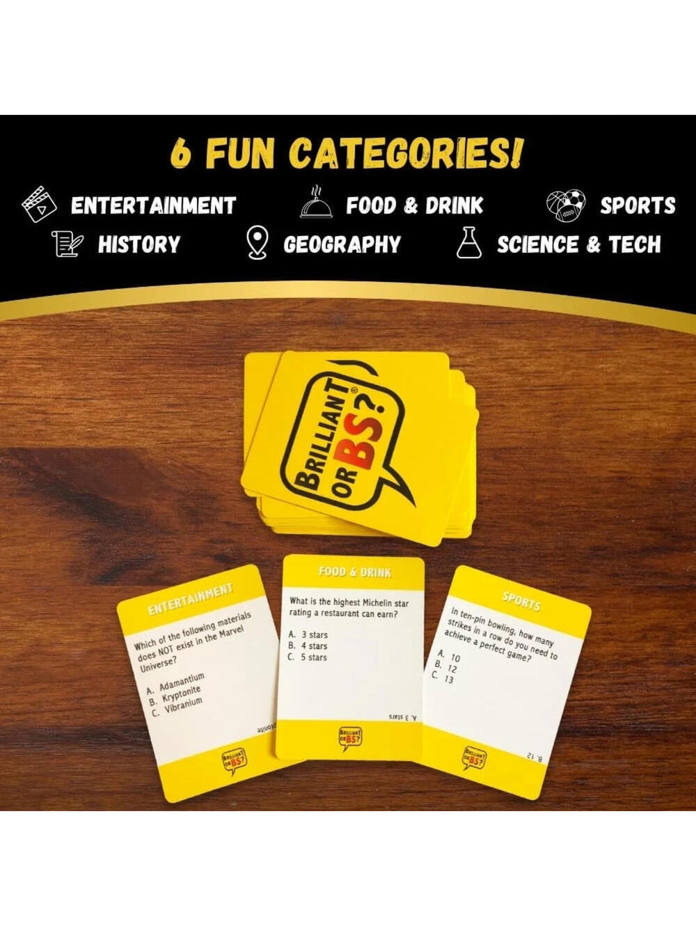 Brilliant or BS Fun Bluffing Trivia Game for Parties Groups Friends Family